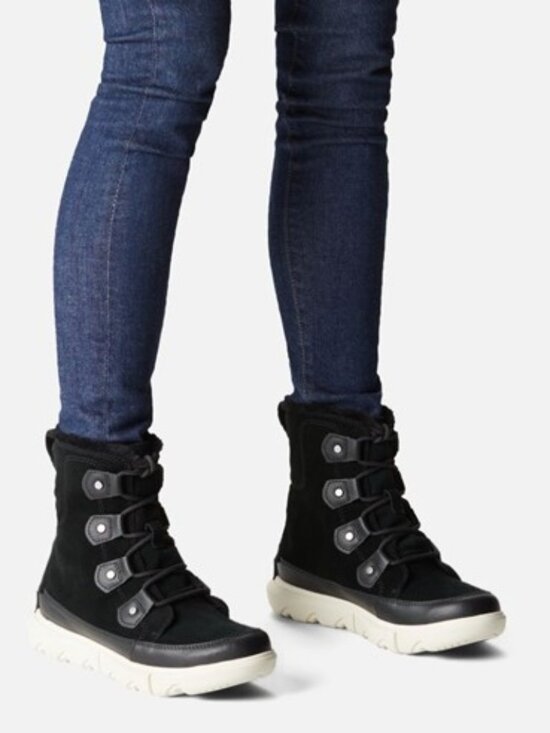 Sorel Shoes - Sorel Explorer II Joan Boots Lace Up Suede Faux Fur Booties Black Size 7 NEW